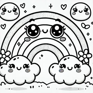 Dibujos de Arcoíris Kawaii para Colorear