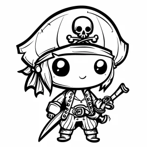Dibujo de Piratas Kawaii para Colorear