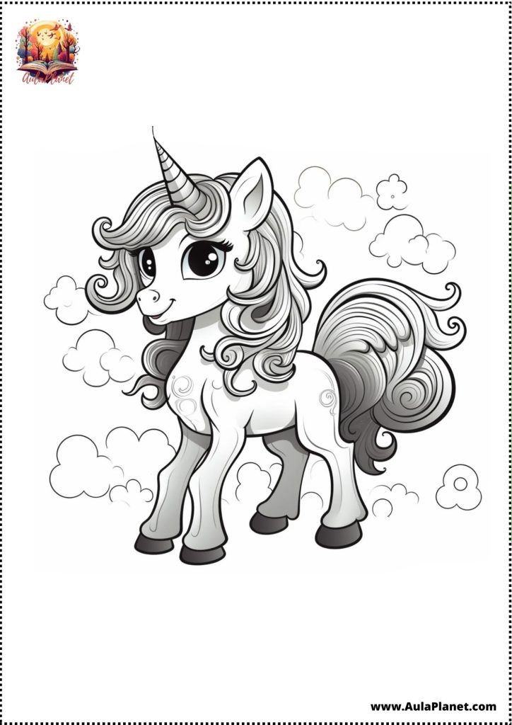 Kawaii eenhoorns om in te kleuren