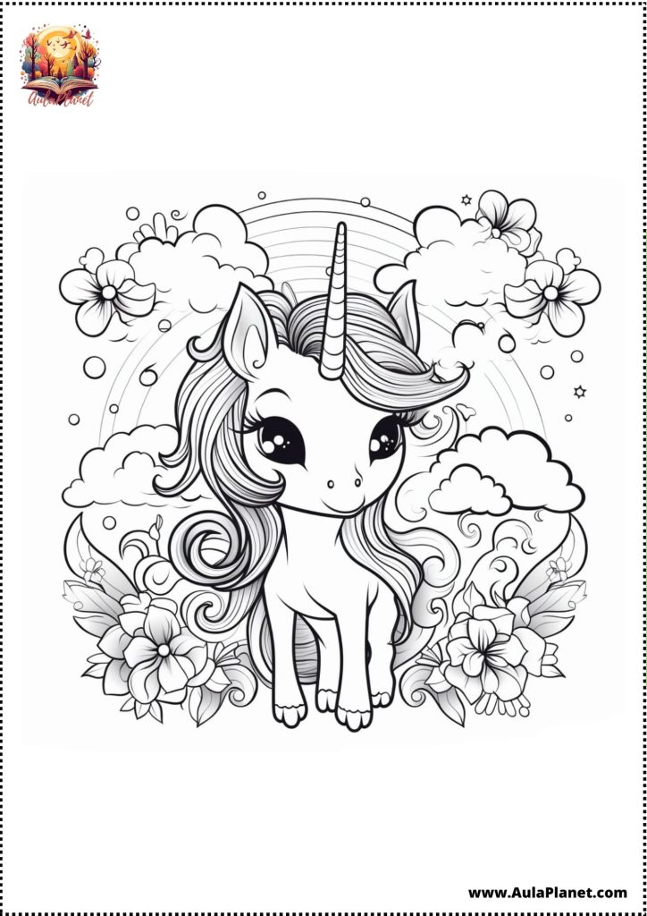 Kawaii eenhoorns om in te kleuren