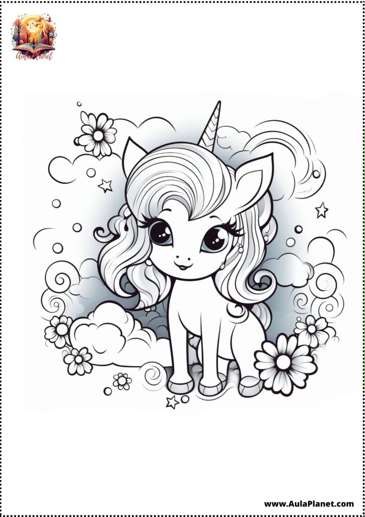 Kawaii Einhörner zum Ausmalen