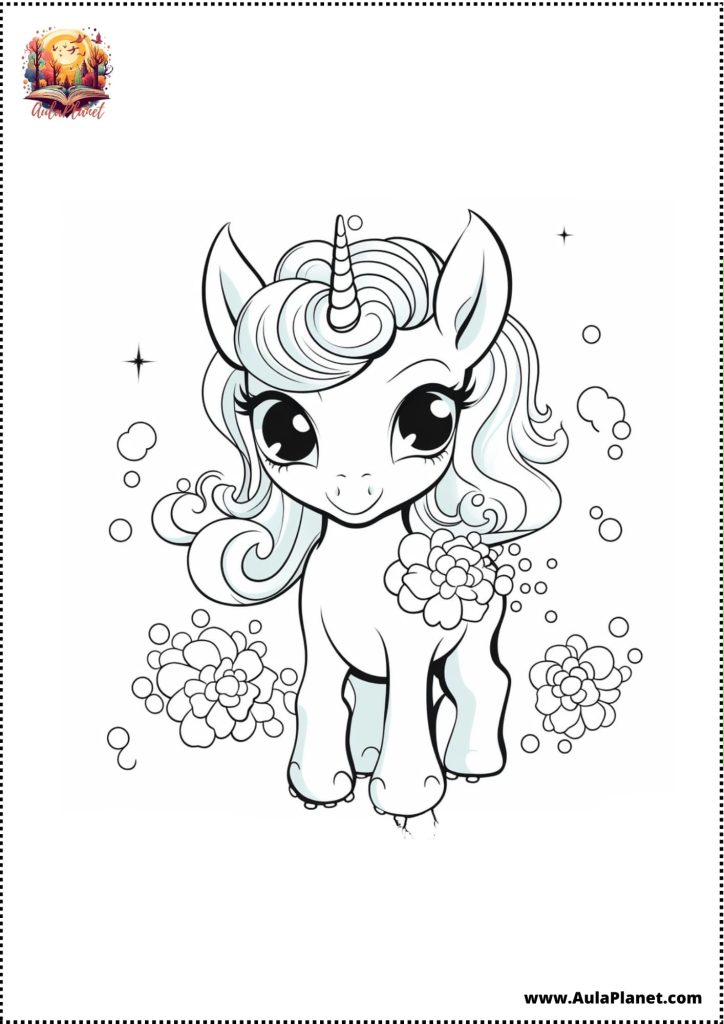 Kawaii Unicorns to Color