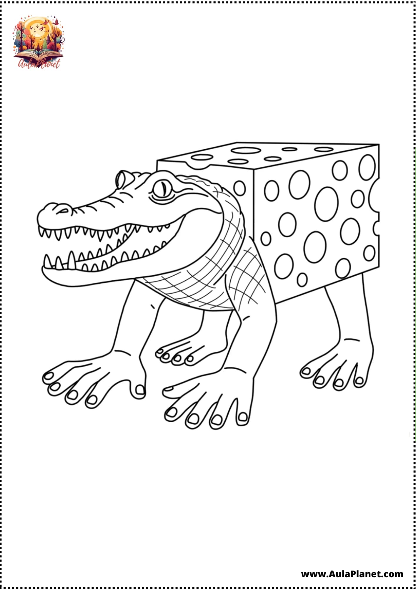 Italian Brainrot Coloring Pages Coccodrillo Formaggioso