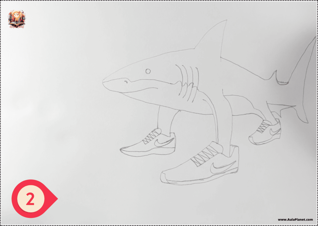 Jak Narysować Tralalero Tralala – Krok 2