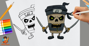 Cómo Dibujar a Cappucino Assassino Zombie Brainrot Italiano