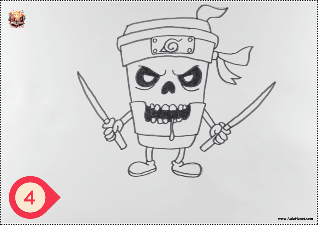 Cómo Dibujar a Cappucino Assassino Zombie Paso 4