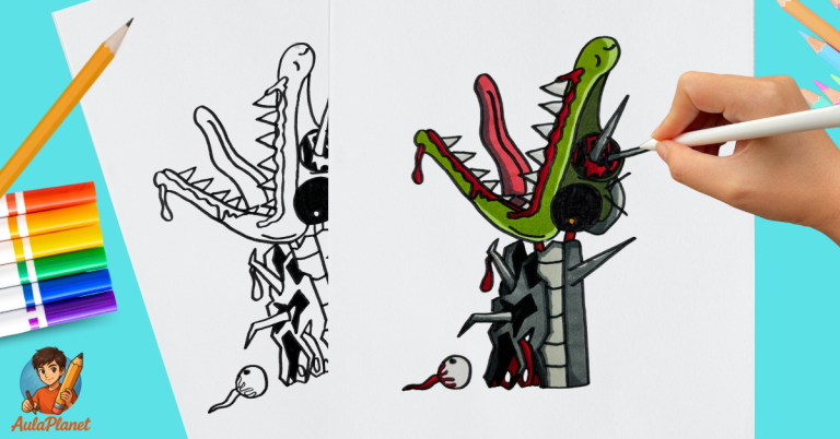 Cómo Dibujar a Sprunki Bombardino Crocodilo Fase 4 Paso a Paso
