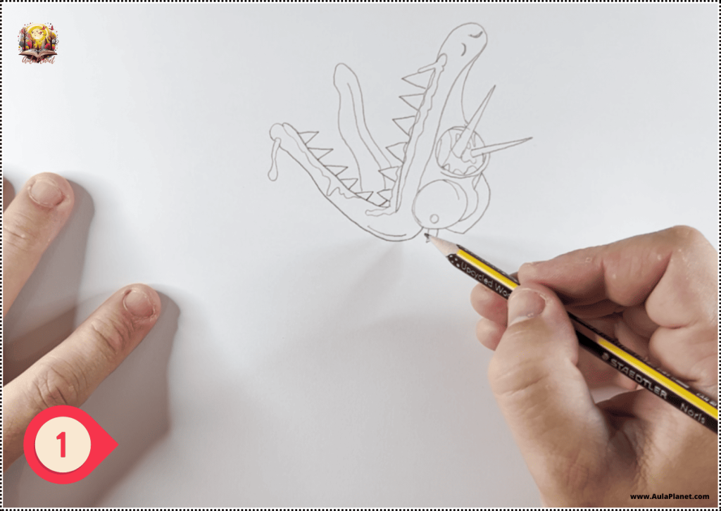 Como Dibujar a Sprunki Bombardino Crocodilo Fase 4 Paso 1