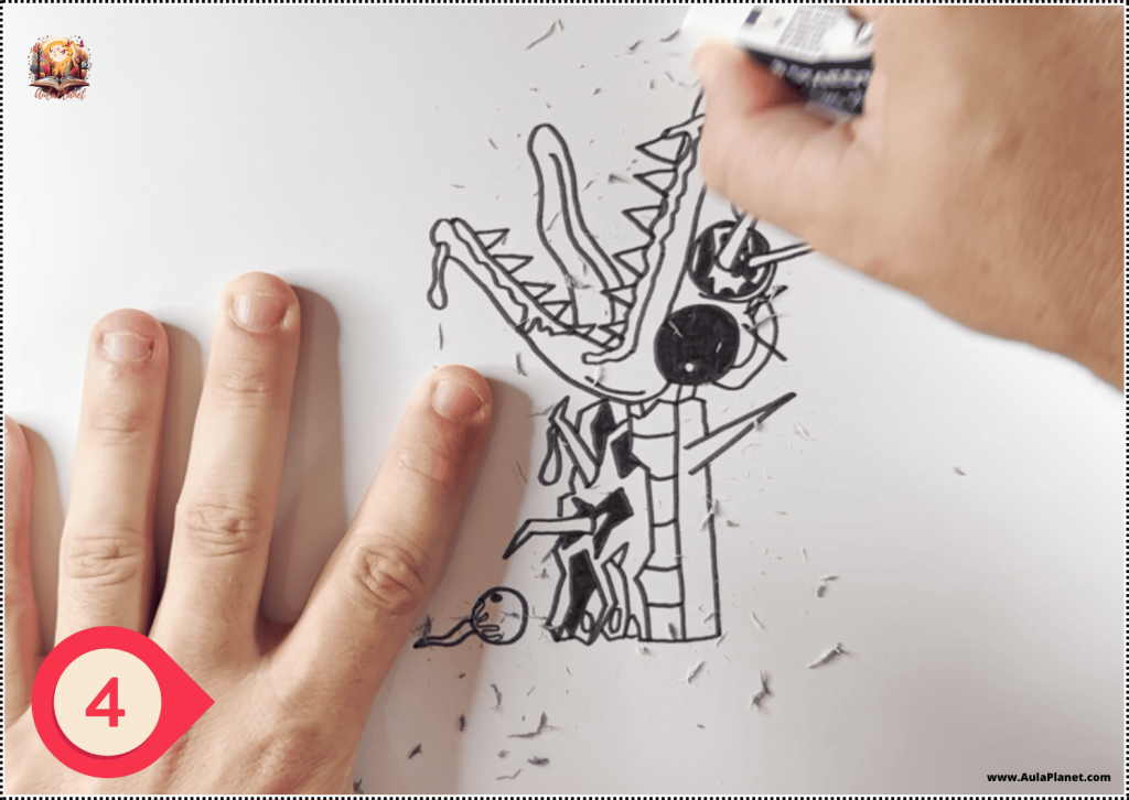 Como Dibujar a Sprunki Bombardino Crocodilo Fase 4 Paso 4