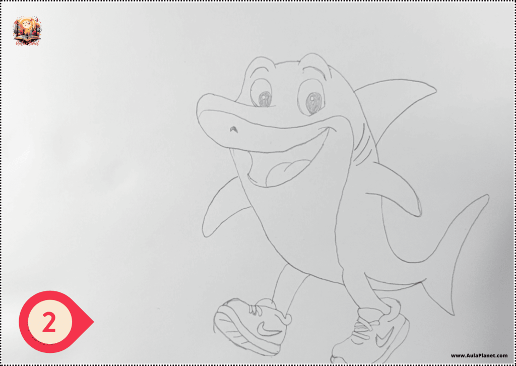 Como desenhar o Tralalero Tralala no estilo Disney - Passo 2