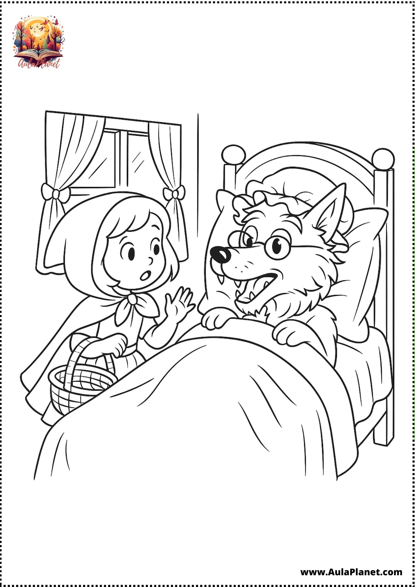 رسومات ذات الرداء الأحمر للتلوين