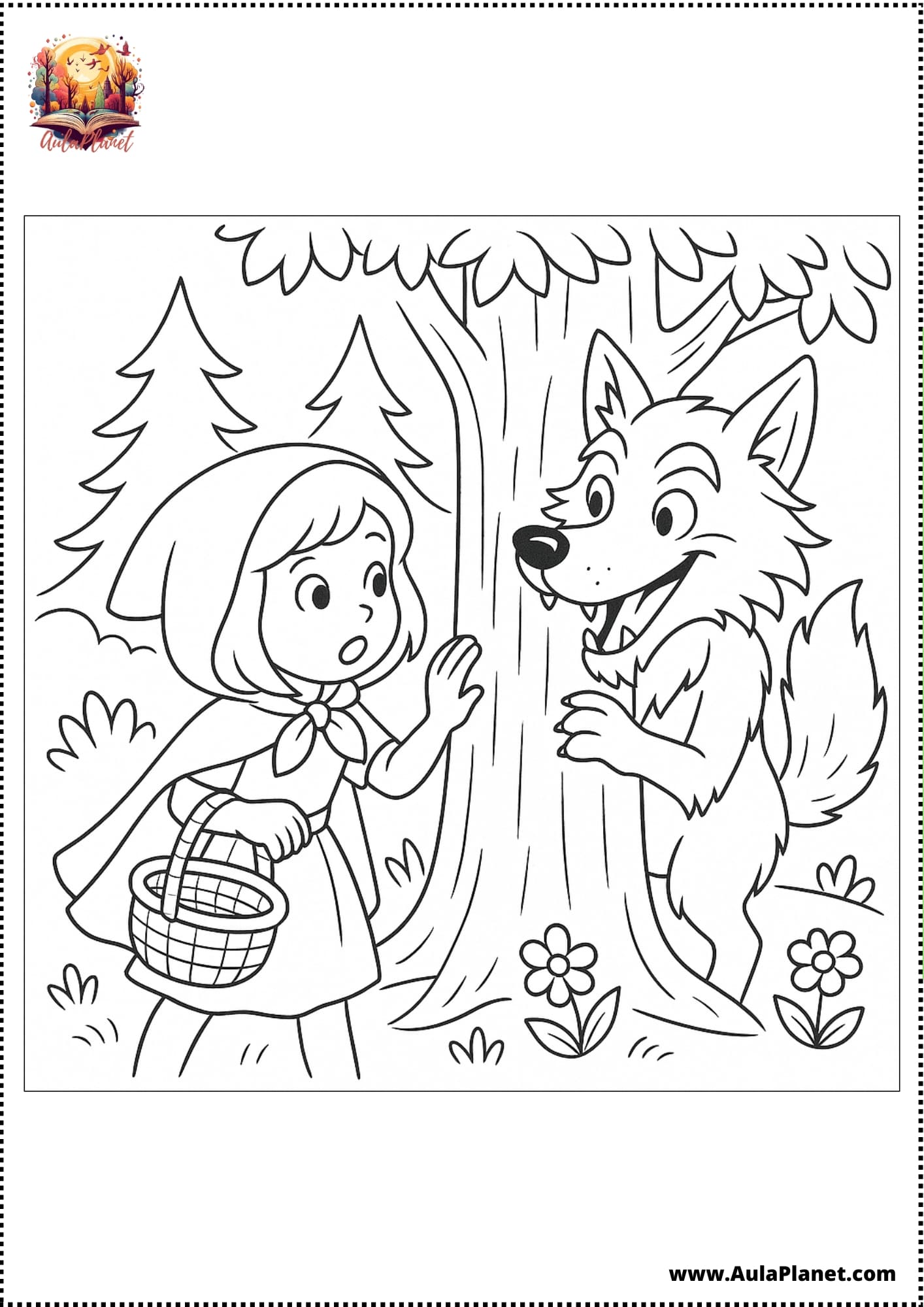 رسومات ذات الرداء الأحمر للتلوين