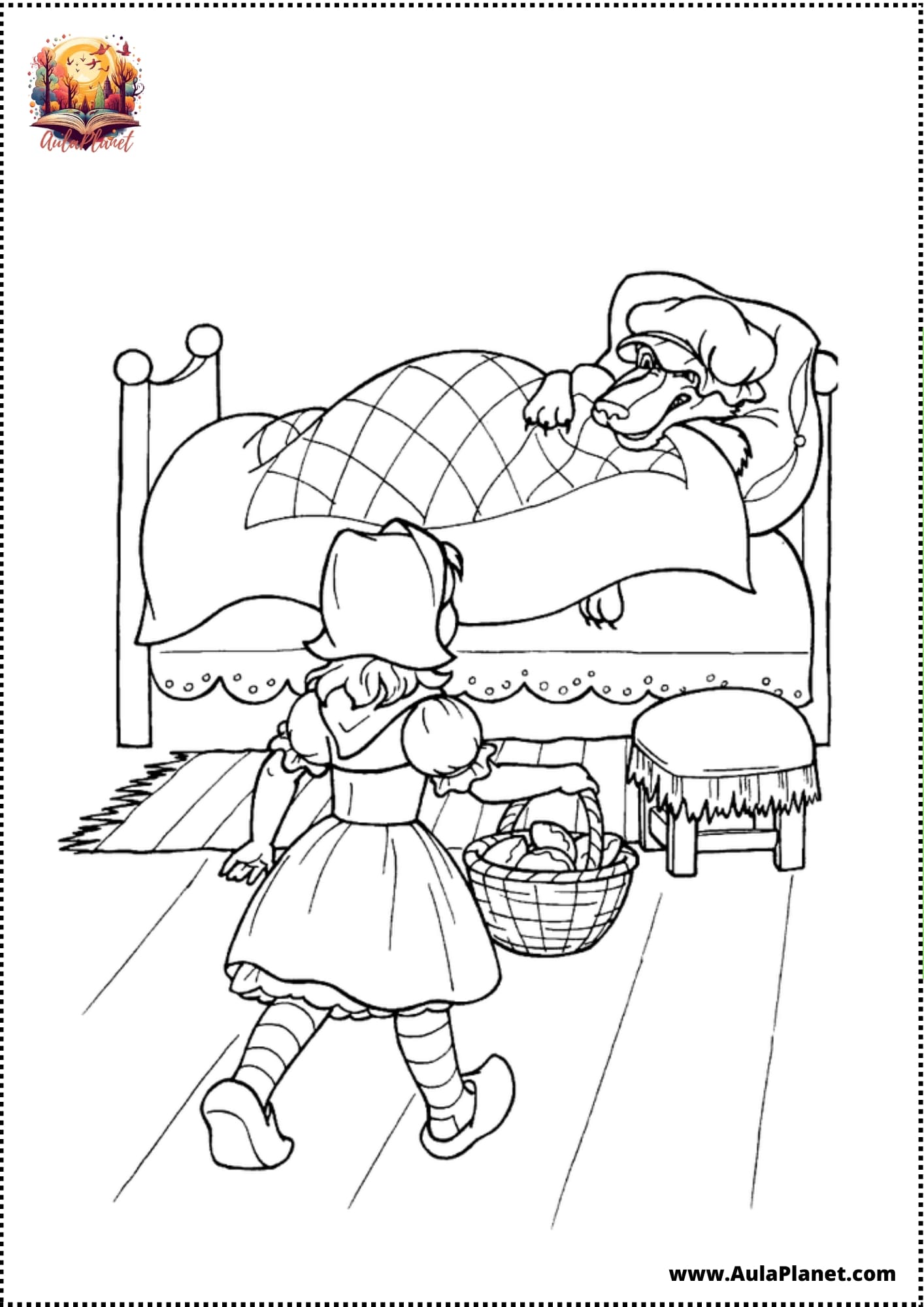 رسومات ذات الرداء الأحمر للتلوين
