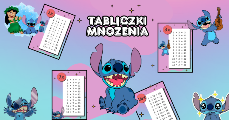 Tabliczki Mnożenia ze Stitchem dla Dzieci | Od 1 do 10 do Druku