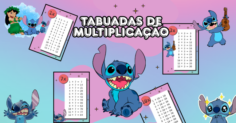 Tabuadas do Stitch para Crianças | Do 1 ao 10 para Imprimir