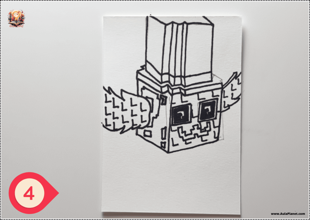 Cómo Dibujar al Nuevo Lucky Block Admin Paso 4