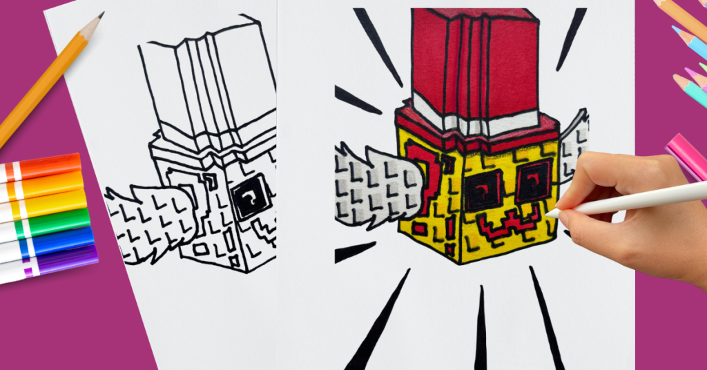 Cómo dibujar al Nuevo Lucky Block Admin de Roba un Brainrot (Roblox)