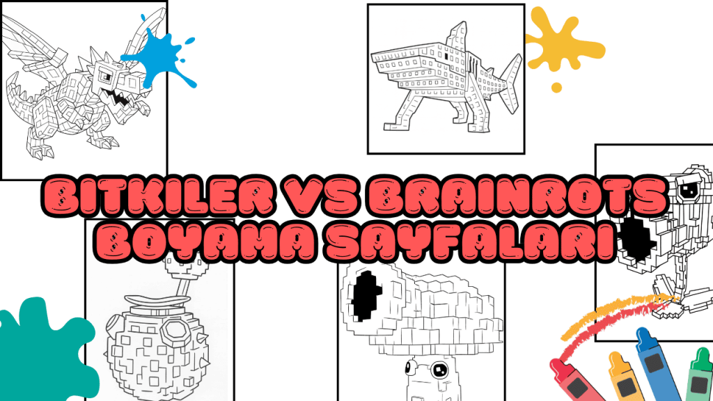 Bitkiler Vs Brainrots Boyama Sayfaları