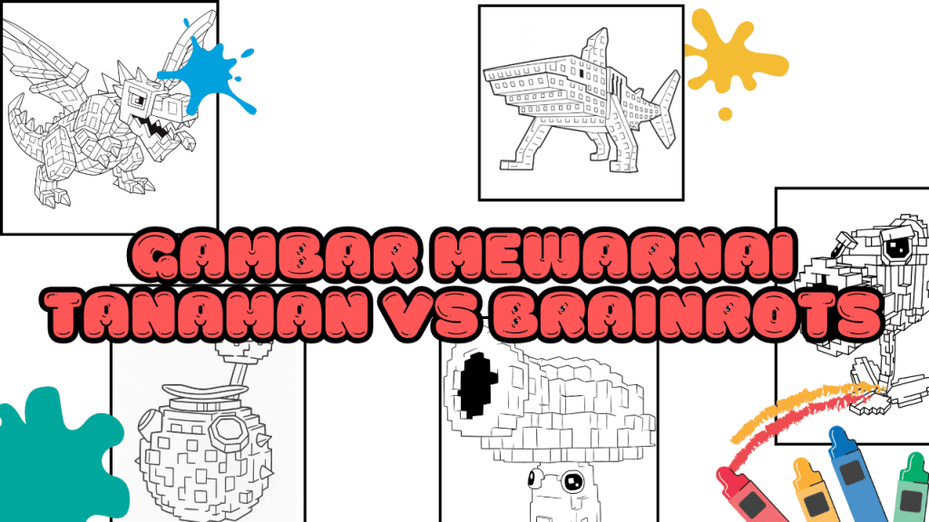 Gambar Mewarnai Tanaman Vs Brainrots
