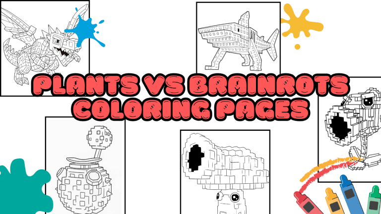 Plants vs Brainrots Coloring Pages - Free Download & Print