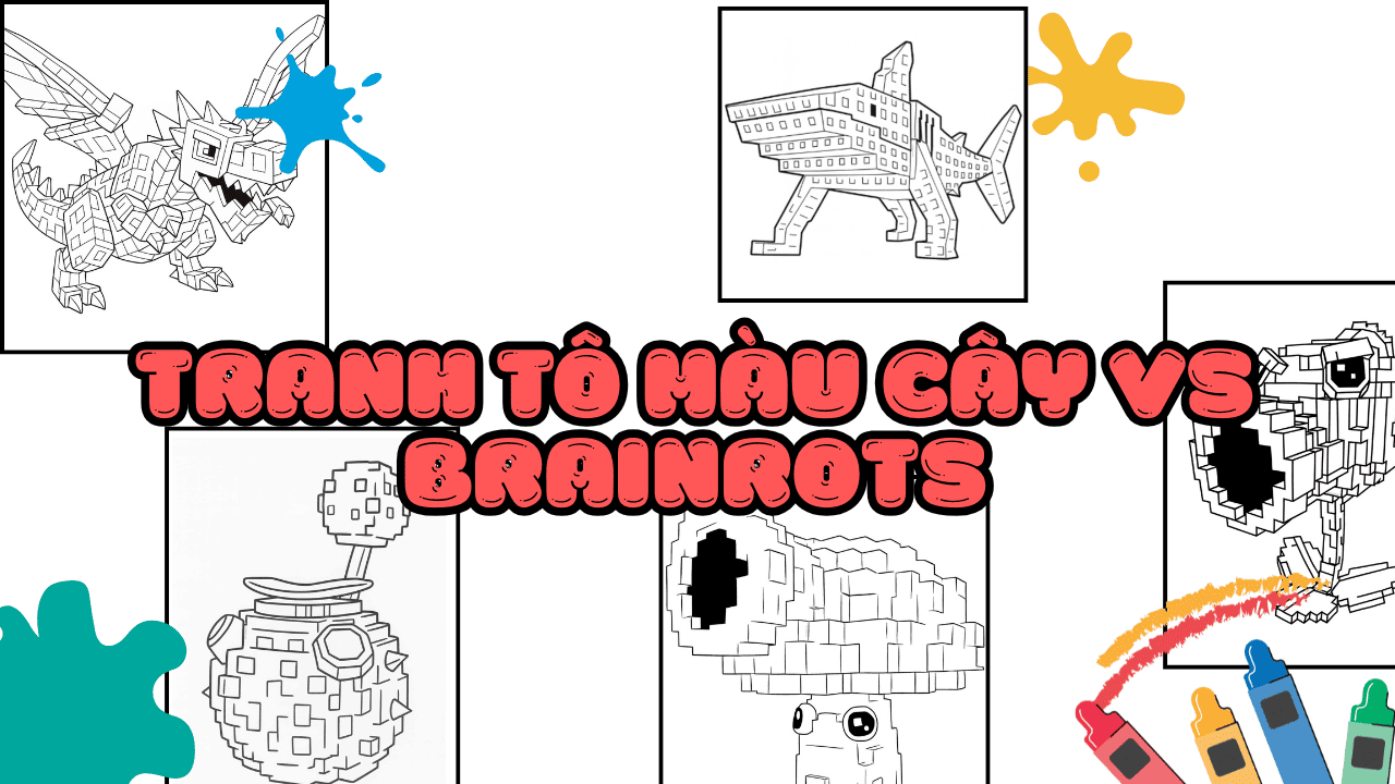Tranh Tô Màu Cây Vs Brainrots - Tải Về & In Miễn Phí