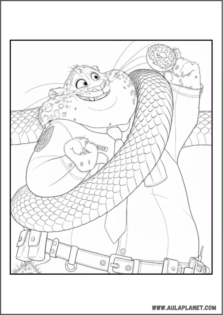 Gambar mewarnai Zootopia 2 – Benjamin Clawhauser