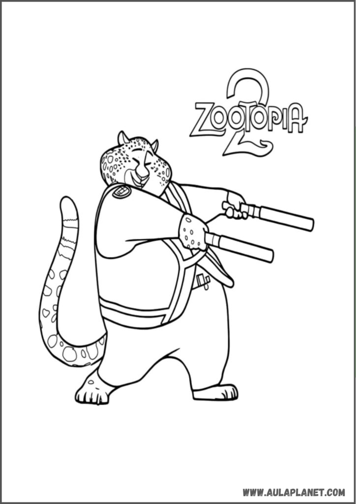 Gambar mewarnai Zootopia 2 – Benjamin Clawhauser