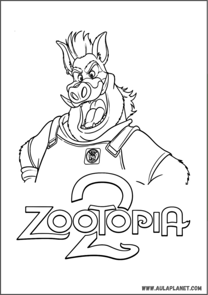 Gambar mewarnai Zootopia 2 – Captain Hoggbottom