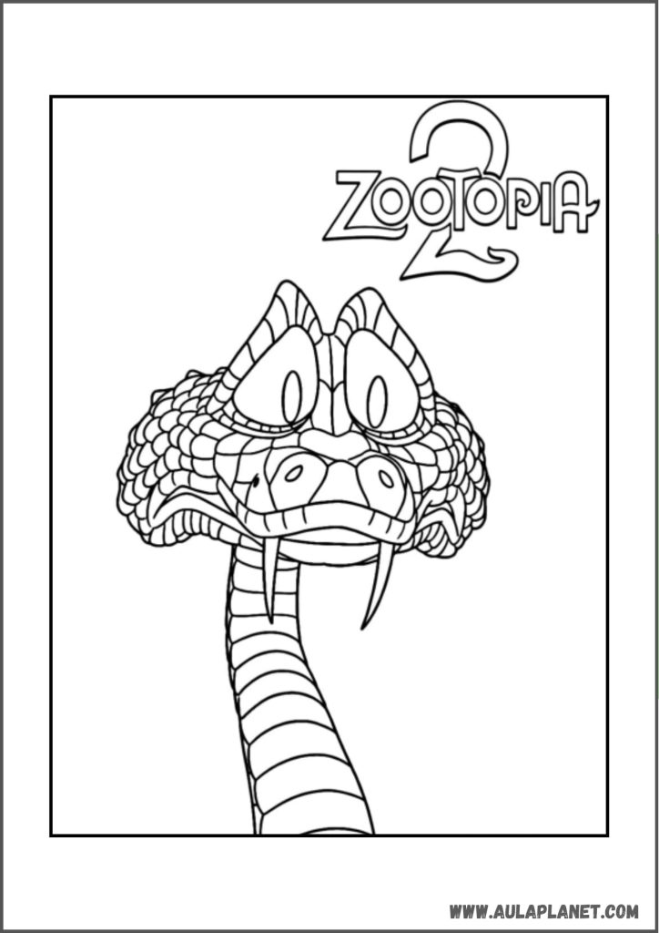 Gambar mewarnai Zootopia 2 – Gary the Snake