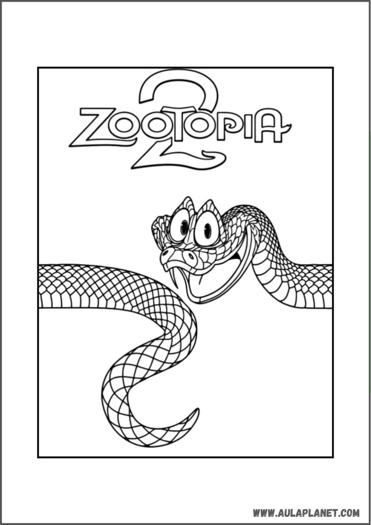 Gambar mewarnai Zootopia 2 – Gary the Snake