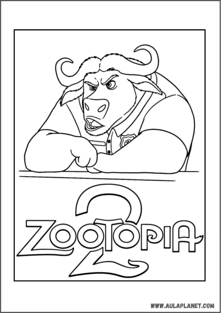 Gambar mewarnai Zootopia 2 – Chief Bogo