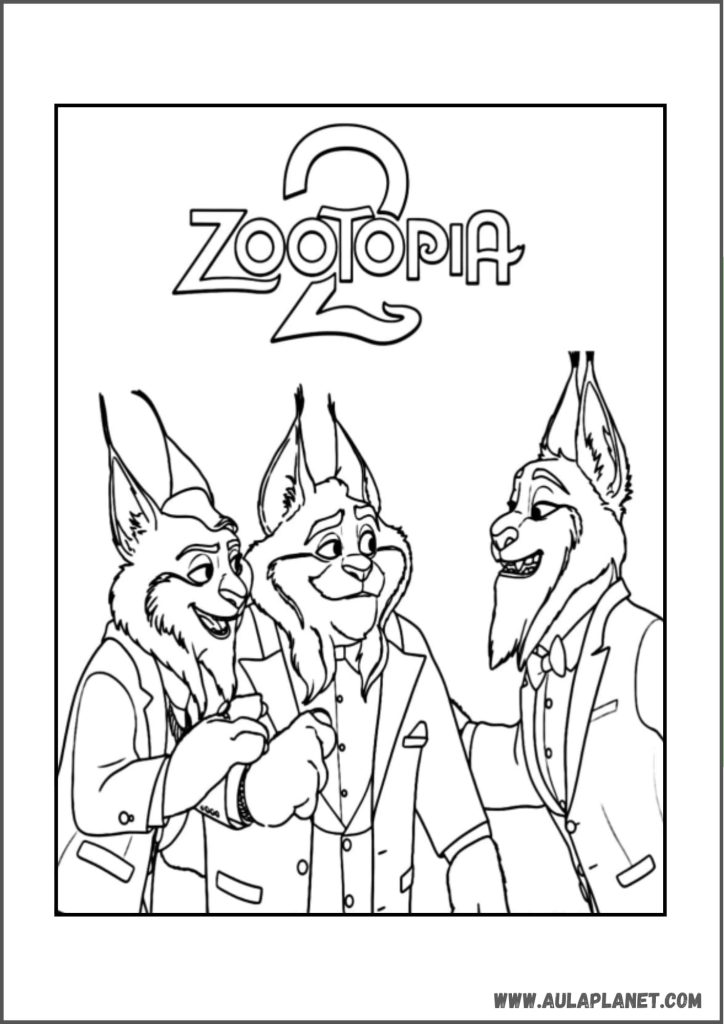 Gambar mewarnai Zootopia 2 – Keluarga Lynxley