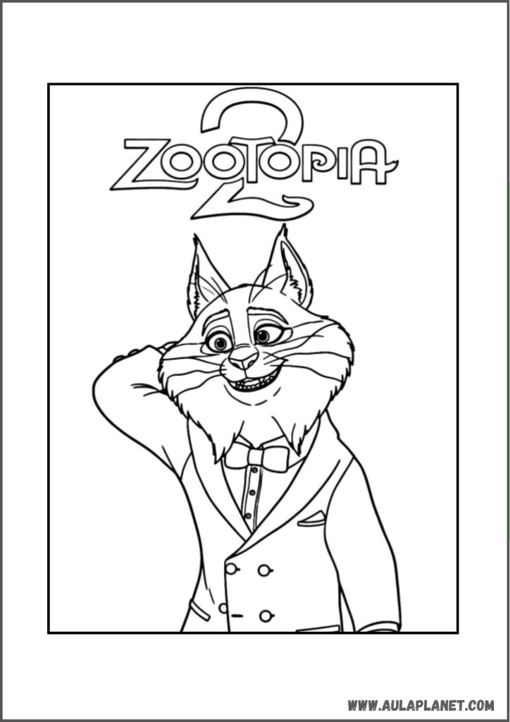 Gambar mewarnai Zootopia 2 – Milton Lynxley