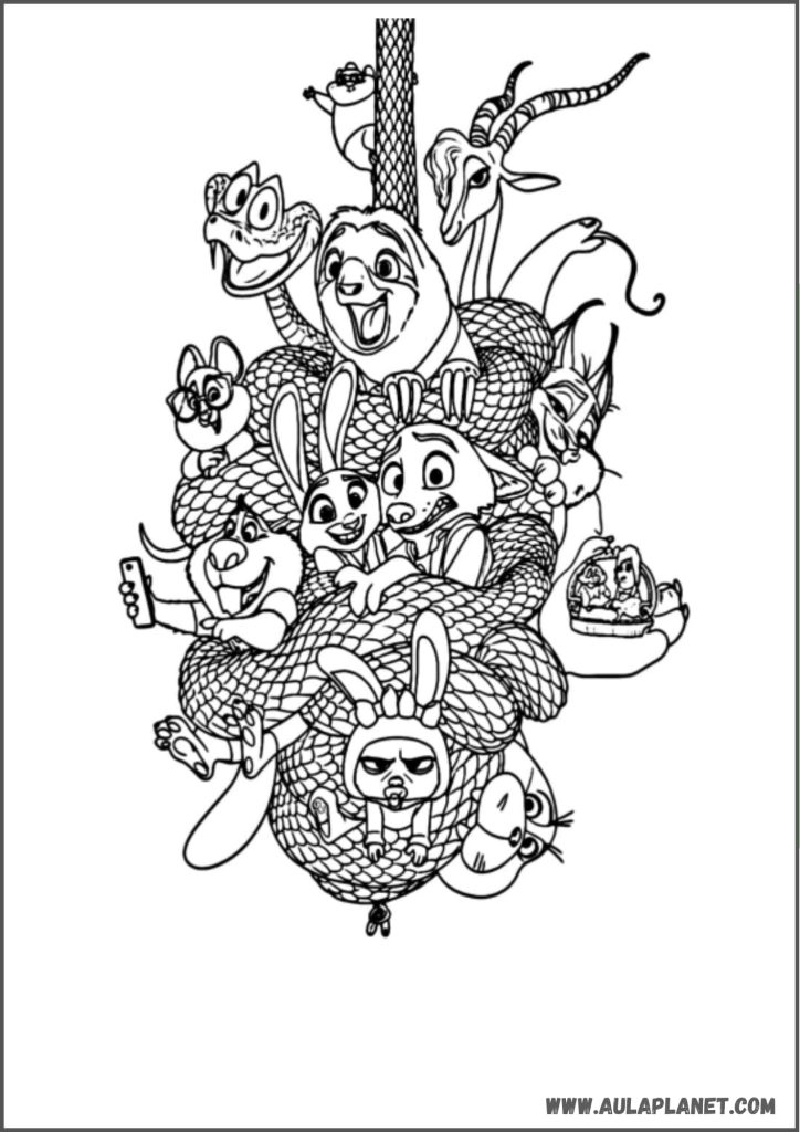 Gambar mewarnai Zootopia 2 gratis