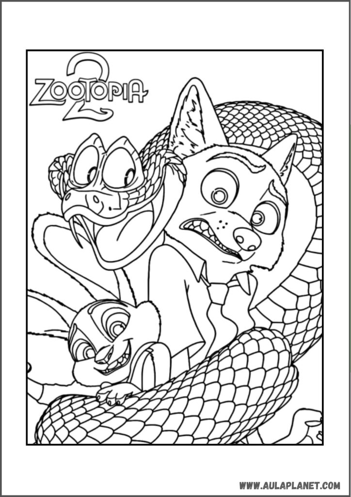 Gambar mewarnai Zootopia 2 gratis