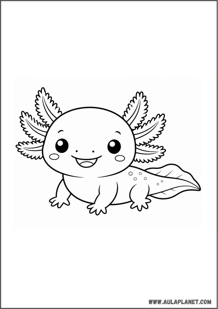 Smiling Kawaii Axolotl Coloring Page