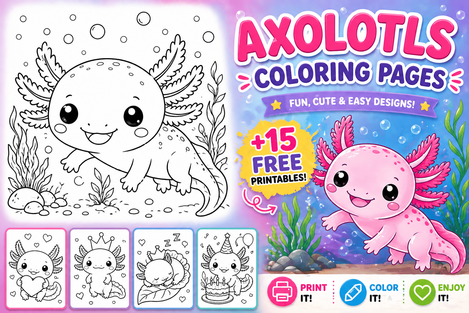 15+ Free Axolotl Coloring Pages to Print