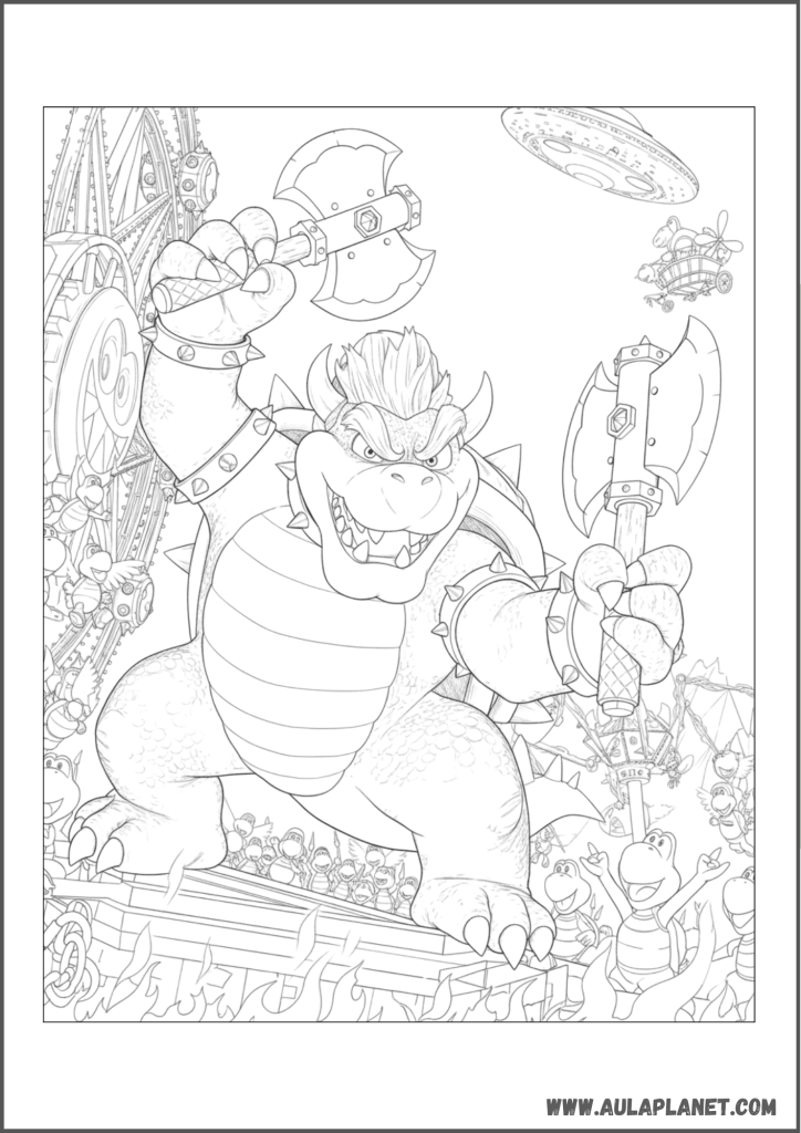 bowser untuk diwarnai film mario