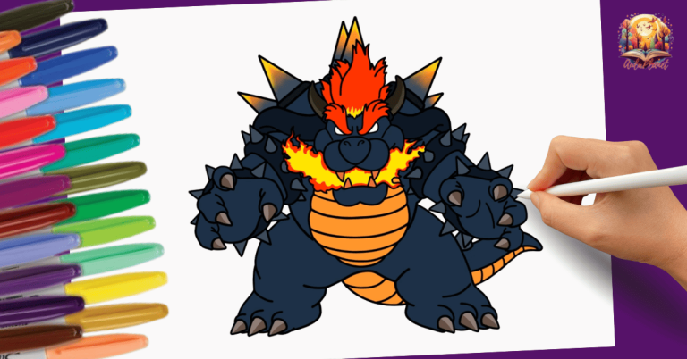 How to Draw Fury Bowser Step by Step | Bowser’s Fury