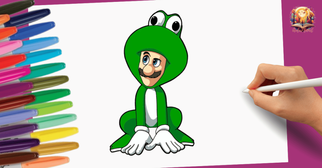 Cómo Dibujar a Luigi Rana (Frog Luigi) Paso a Paso Super Mario Galaxy La Película