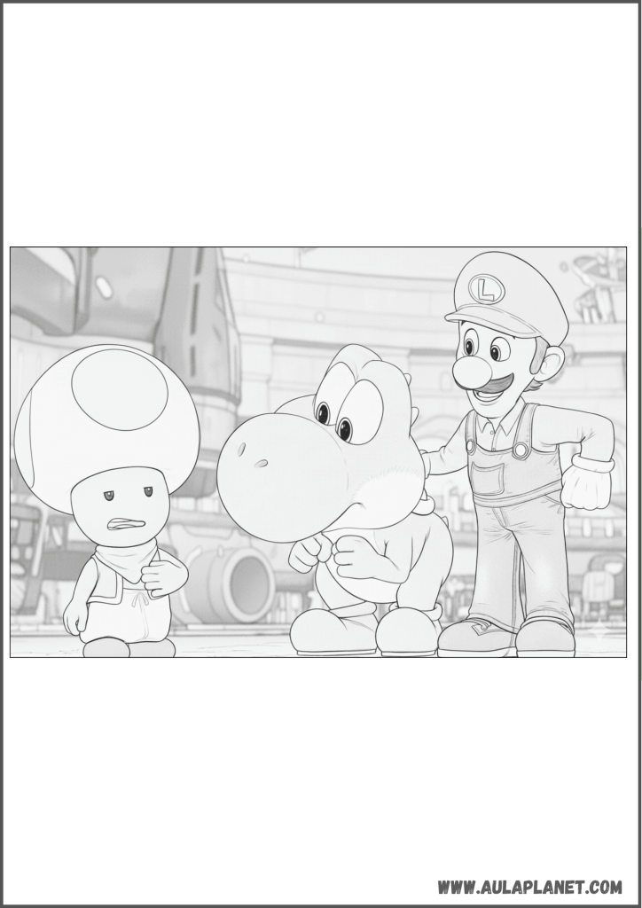 luigi yoshi toad untuk diwarnai film mario