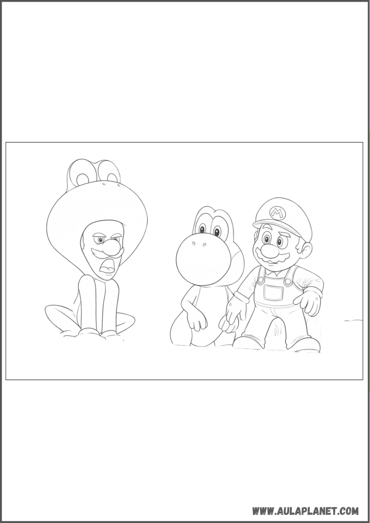 luigi dengan kostum katak yoshi mario untuk diwarnai