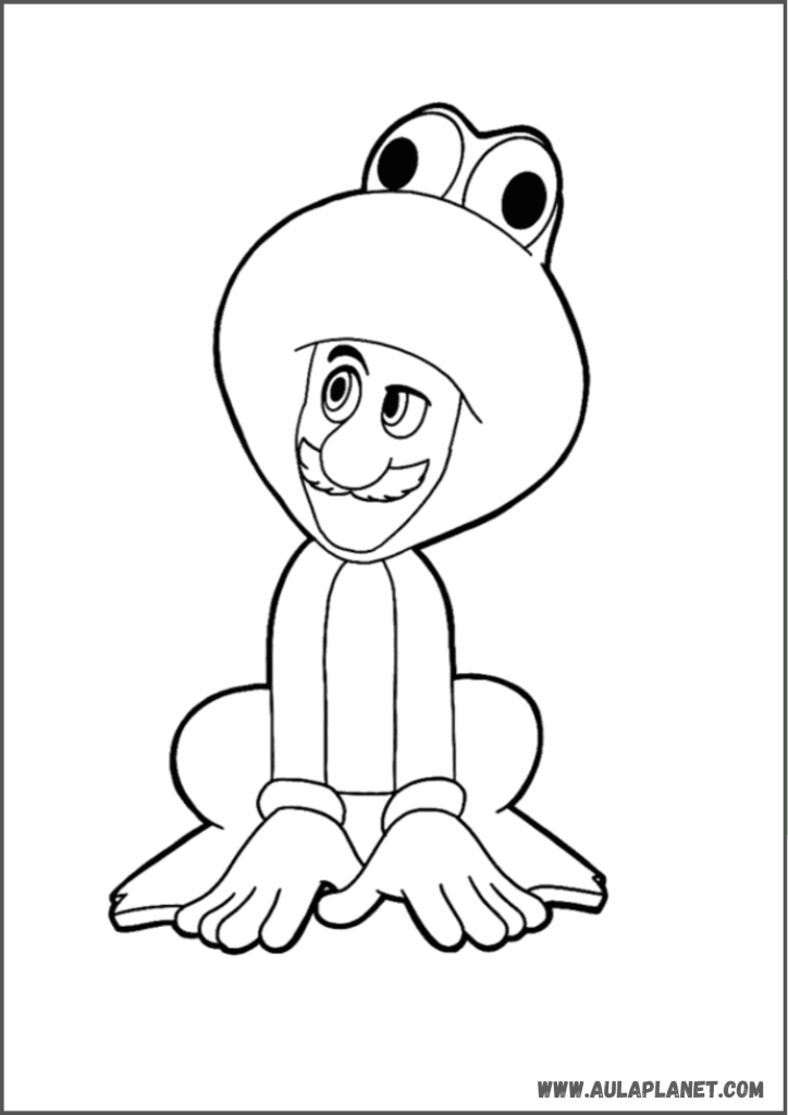 luigi dengan kostum katak untuk diwarnai film mario