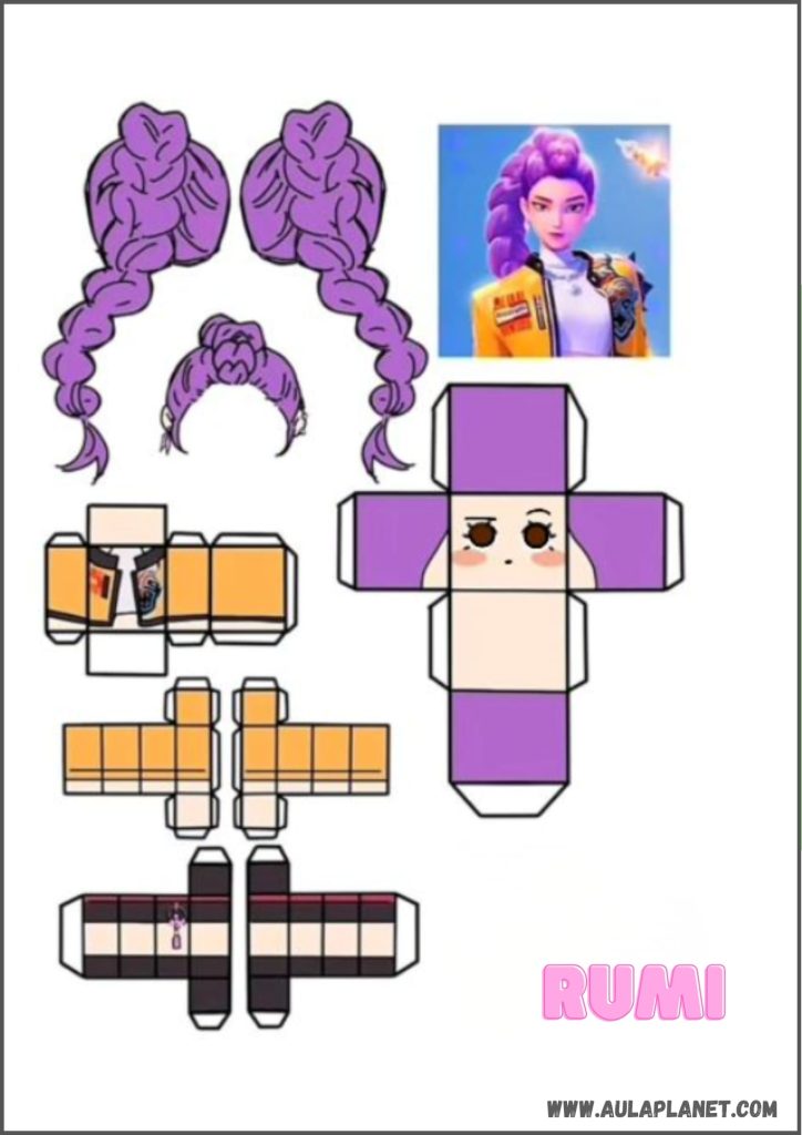 Rumi papercraft K-Pop Demon Hunters printable free template