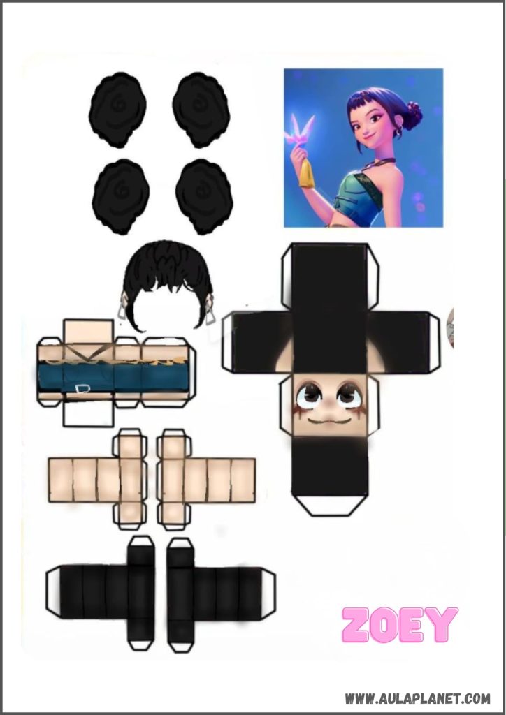 Zoey K-Pop Demon Hunters papercraft printable free model