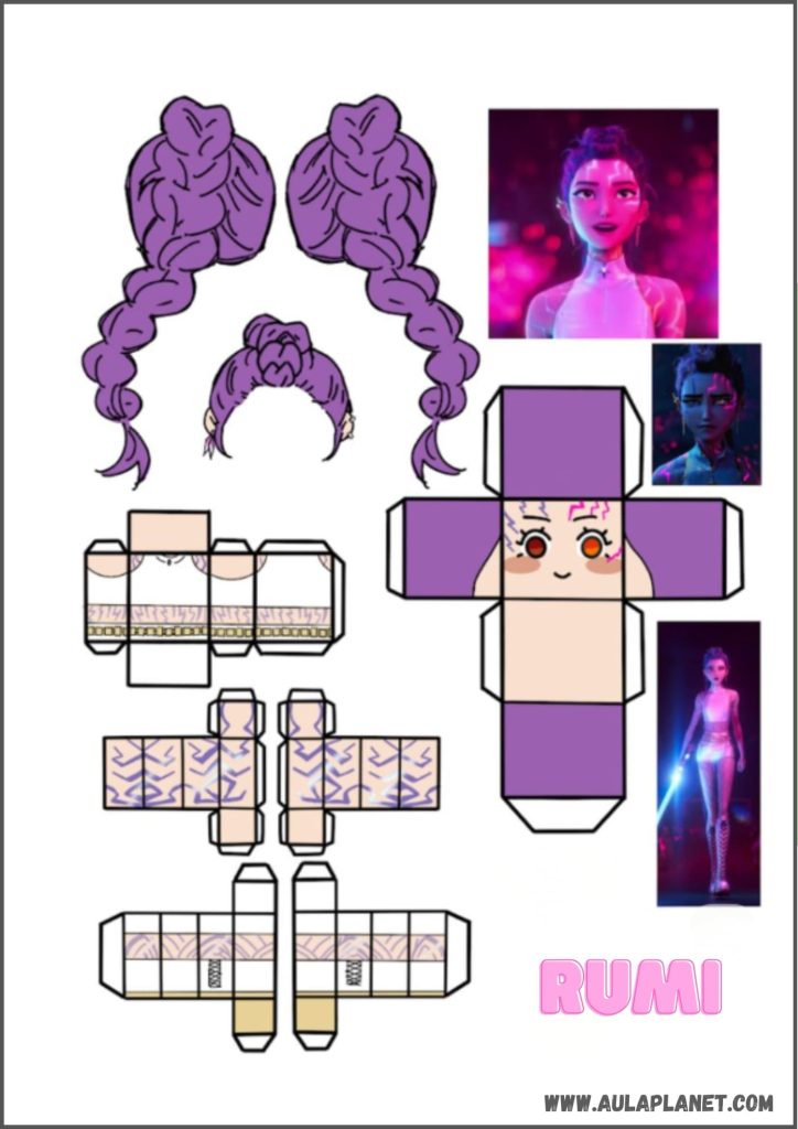 Rumi K-Pop Demon Hunters papercraft printable free paper toy