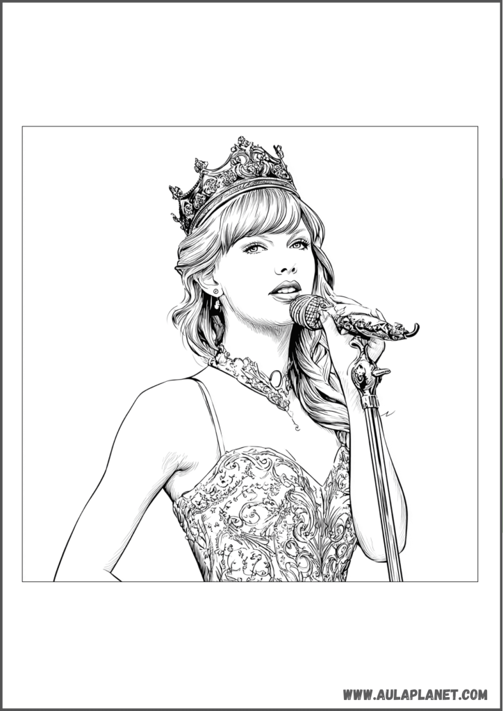Taylor Swift estilo princesa cantante para colorear