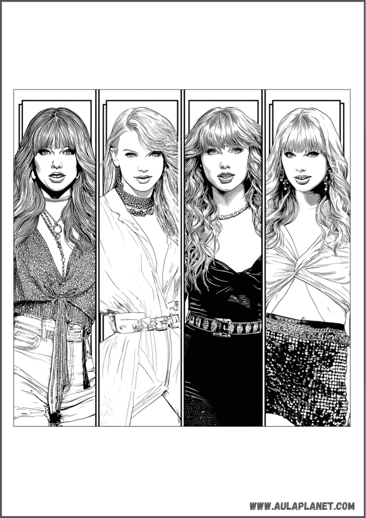 Taylor Swift inspirada en distintas eras para colorear