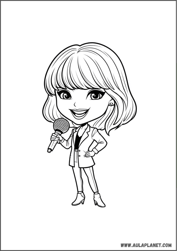 Taylor Swift kawaii para colorear