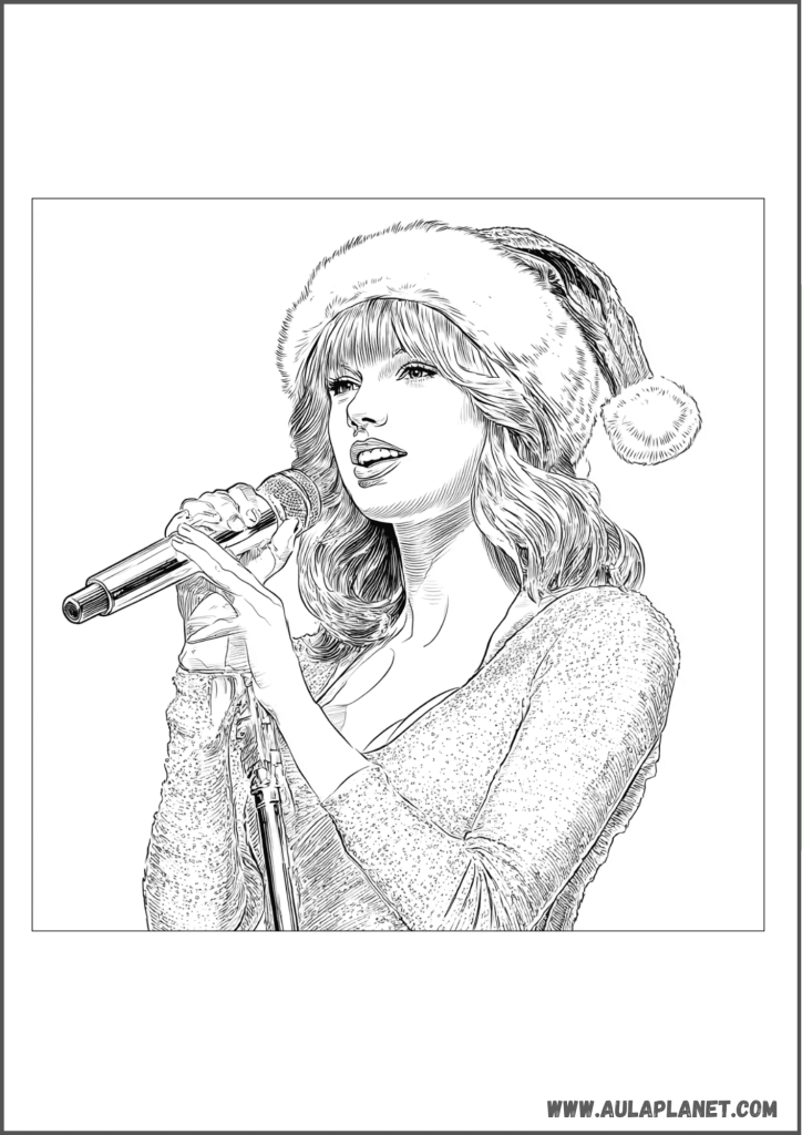 Taylor Swift navideña para colorear